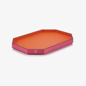 Octogone Tray Lacquer Medium Orange by Baccarat