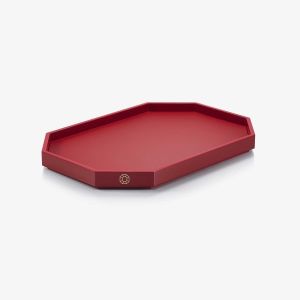 Octogone Tray Lacquer Medium Red by Baccarat