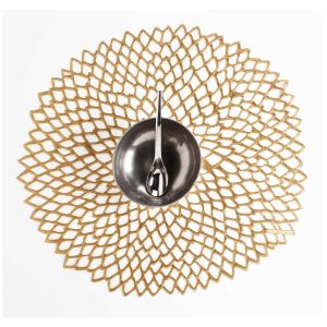Pressed Dahlia Placemat 15&quot Round Brass by Chilewich