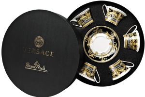 Prestige Gala Set/Six Low Cups/Tea Cups & Saucers Round Hat Box by Versace