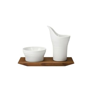Pulse #518 Cream W/ Sugar 3 Pce Set W/ Wood Tray by Hering Berlin