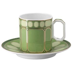 Swarovski Signum Coffee Cup & Saucer Fern Green by Rosenthal