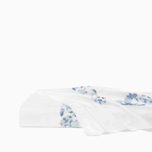 Tralcio White/Sea Full/Queen Flat Sheet by Sferra