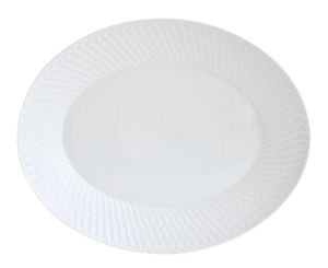 Twist White Oval Platter 13In by Bernardaud