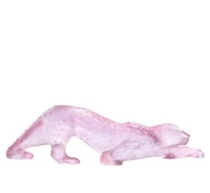 Zeila Panther Large Sculpture Pink Luster by Lalique