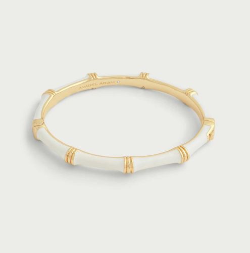 Anabel Aram Bamboo Creme Enameled Hinged Bangle 12011111924