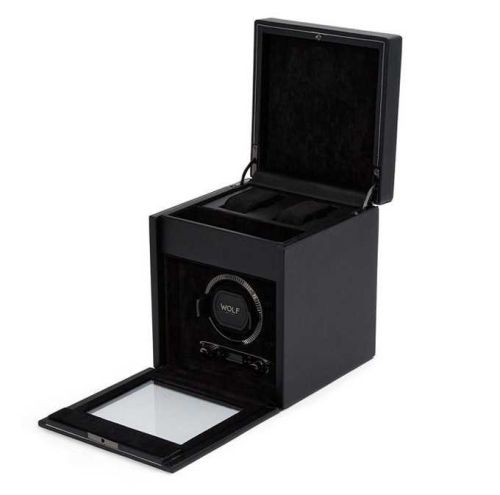 Wolf 1834 British Racing   British Racing Single Watch Winder With Storage - Black 792102