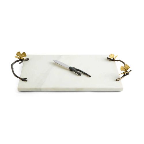 Michael Aram Butterfly Ginkgo Cheese Board With Knife White 175768