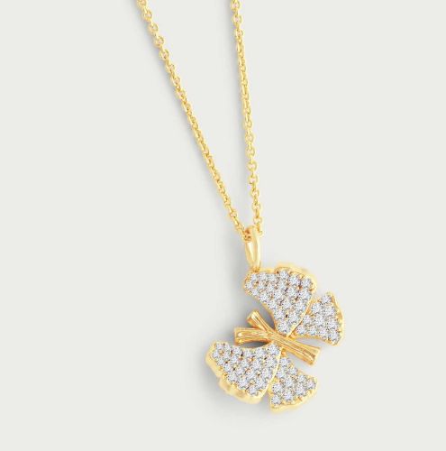 Anabel Aram Butterfly Gold, White Crystals Small Pave Necklace 13021114324