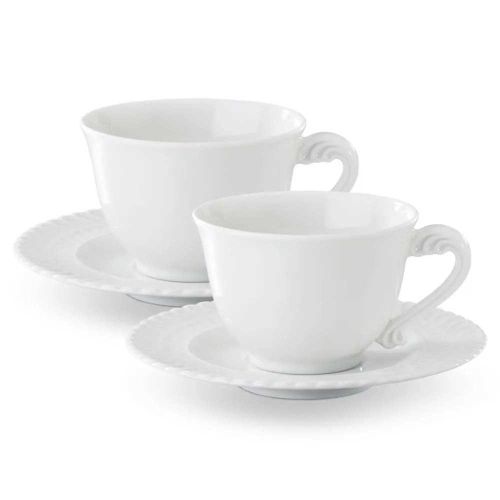 Buccellati Double Rouche White Tea Cup/Saucer Pair HPOBAR022050