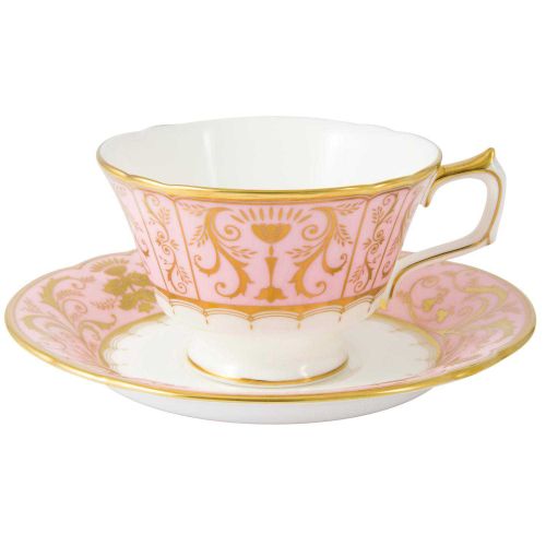 Royal Crown Derby Harlequin Baby Pink Tea Cup & Saucer HQBAPI09943