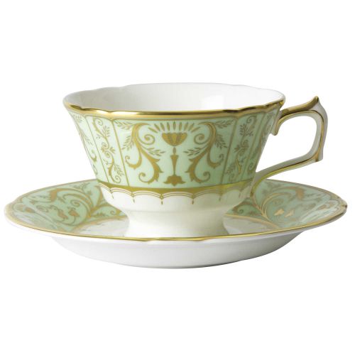 Royal Crown Derby HARLEQUIN - DARLEY ABBEY GREEN TEA CUP AND SAUCER SET BOXED HQDAGR09943
