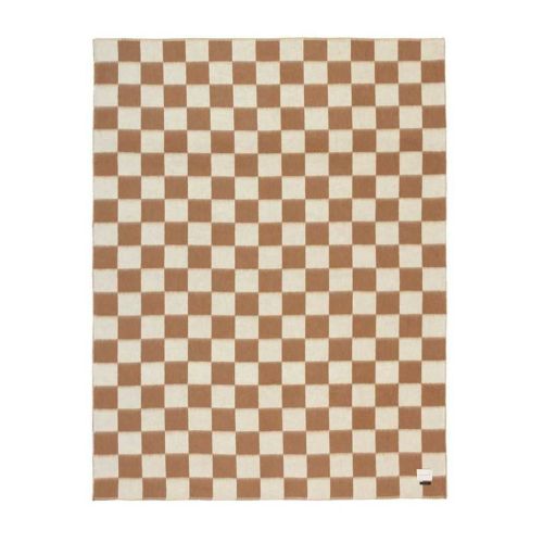 Blacksaw Heirloom Alpaca Crosby Heirloom Blanket. Zero Dye Tobacco/Ivory Check BLK62-05