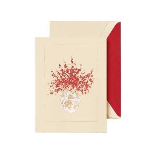 Crane Holiday Cards Pepper berry Vase Set of 10 KN90888V