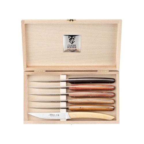 Claude Dozorme Le Thiers Classique Box of 6 knives mixed wood D2.90.001.16