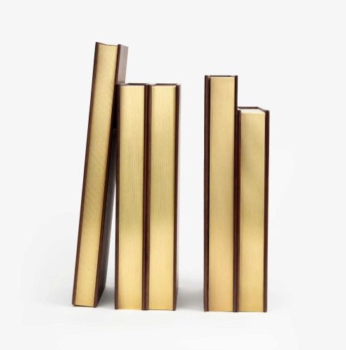 Assouline Library Collection LIBRARY BOOKENDS - WOOD WITH BRASS INLAY 882664011277