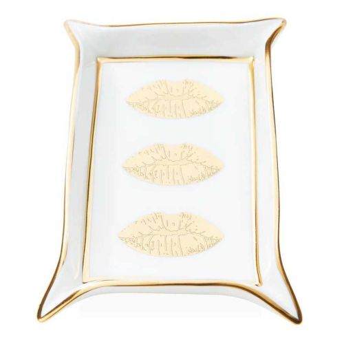 Jonathan Adler Lips Valet Tray - White/Gold  32051