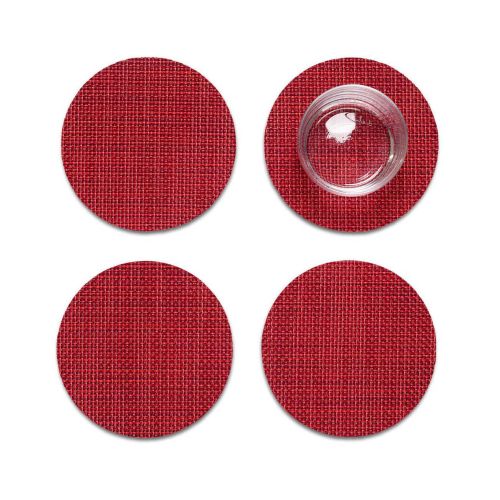 Chilewich Mini Basketweave Round Set of 4 Coasters Scarlet 100743-047