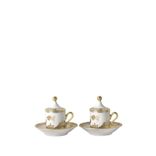 Ginori Oriente Italiano Aurum Coffee cup with plate and cover, set for two 004RG00FX9176G013000