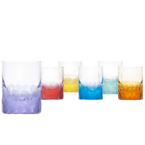 Moser Pebbles Shot Glass Set Of 6 Colours 26627/1-6/akv