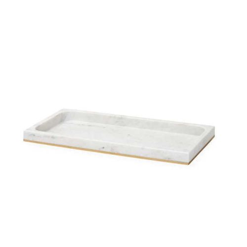 Sferra Pietra  - White/Gold  Marble Storage Tray 12X6X1 800STGTRAYWGO