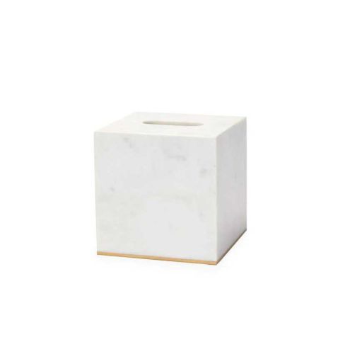Sferra Pietra White/Gold Marble Tissue Holder 800TISSUEHDWGO