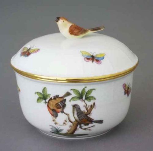Herend Rothschild Bird Sugar basin Sm, bird knob 00463-0-05RO