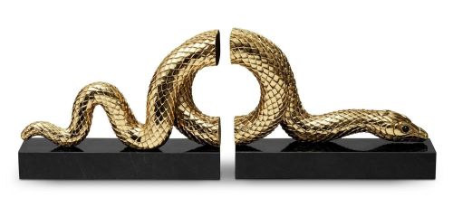 L'Objet Snake Gold Bookend Set DAC853