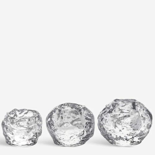 Kosta Boda Snowball Votives Set Of 3 - Mini, Medium, Jumbo 7067354