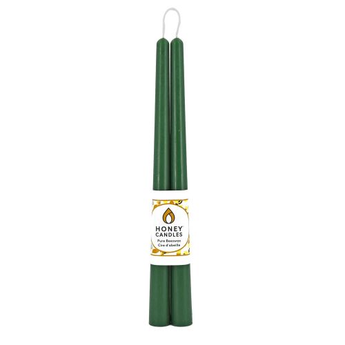 Honey Candles Taper Pairs 12&quot Pure Beeswax 12'' Taper Pair- Forest Green CC002