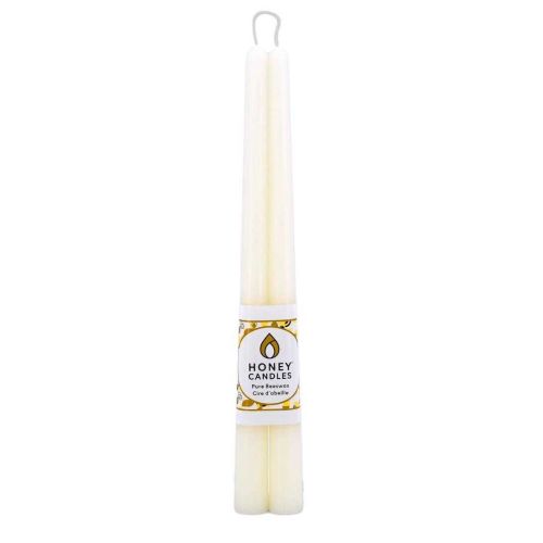 Honey Candles Tapers Pure Beeswax 12in Pair Pearl CC006